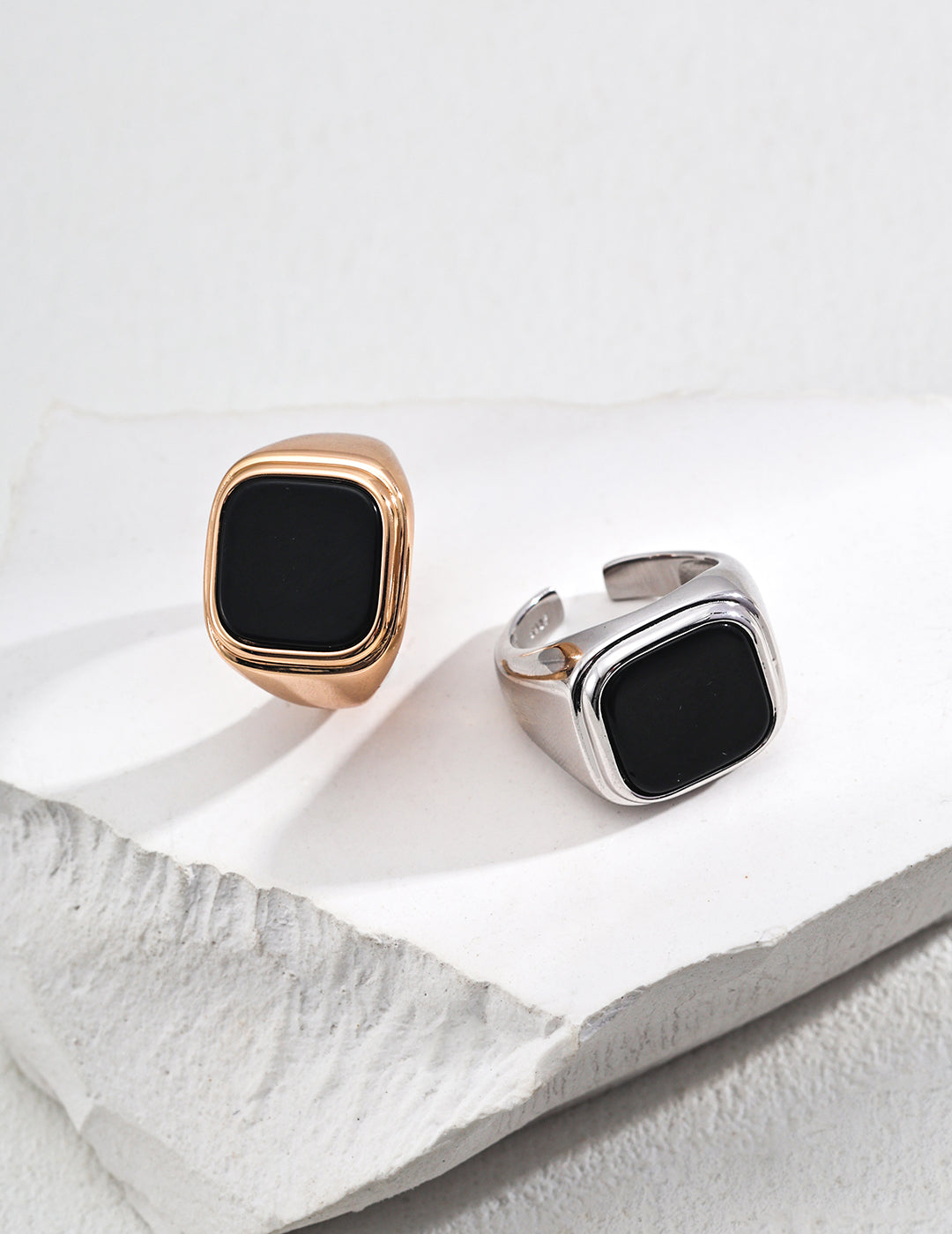 Simple Square Black Onyx Ring