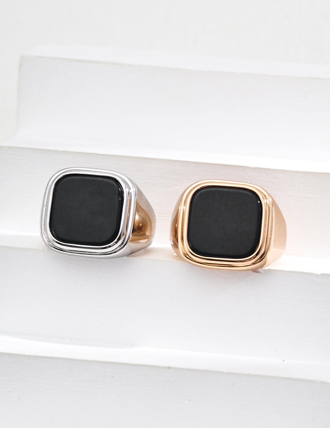 Simple Square Black Onyx Ring