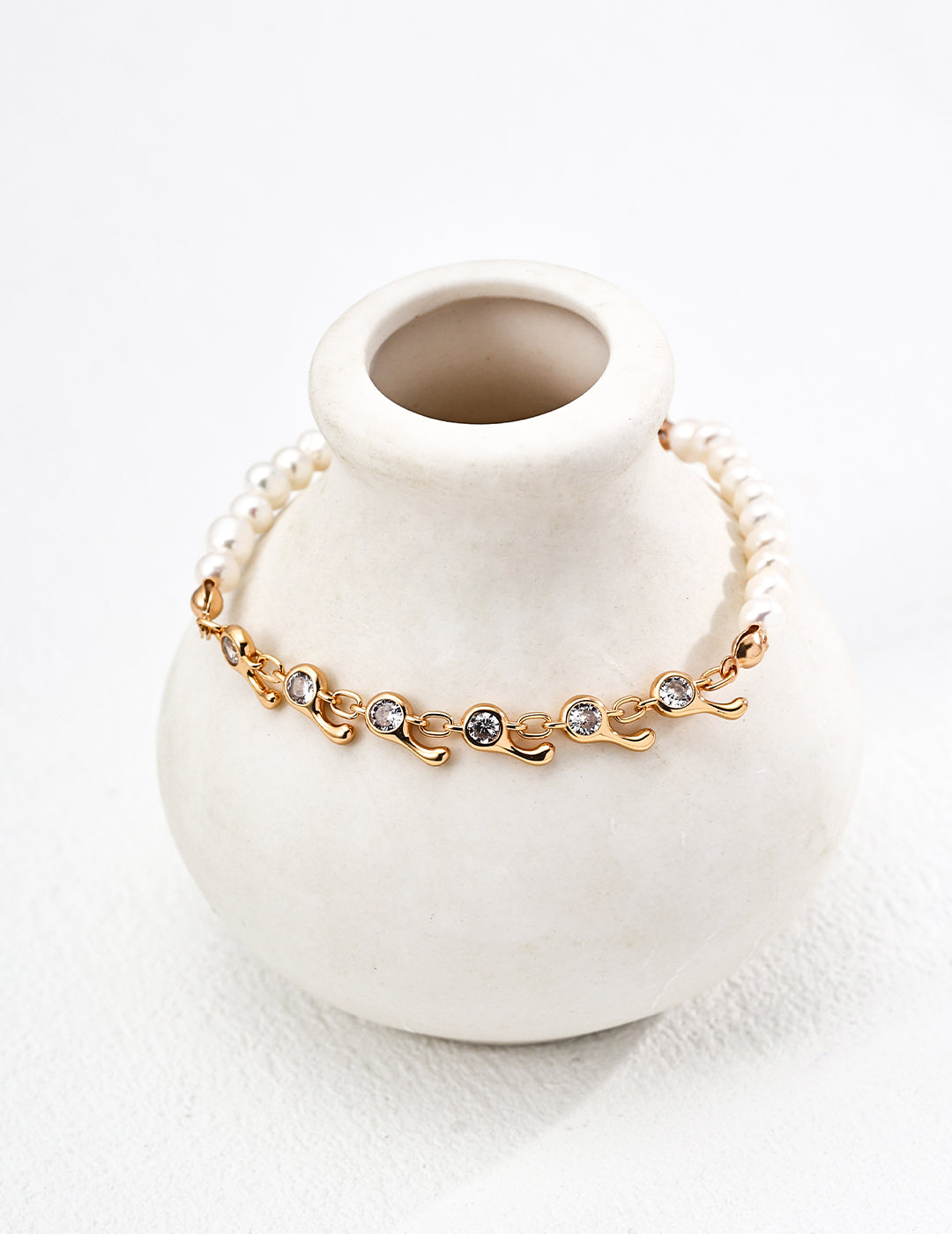 Vintage Natural Pearl Zircon Bracelet