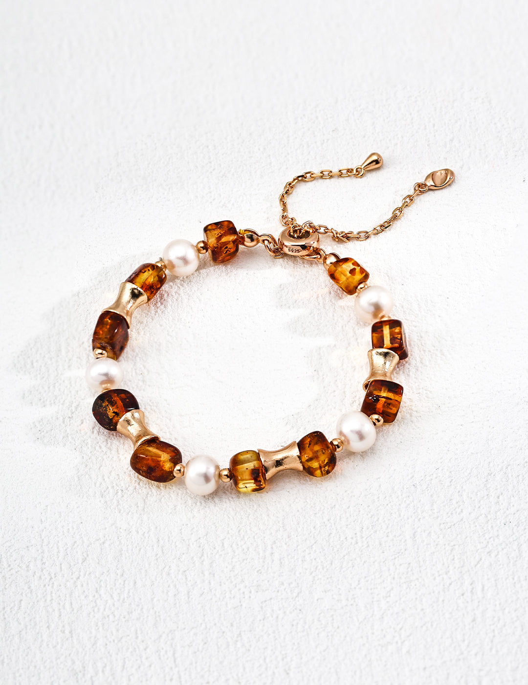 Vintage Natural Pearl Flower Amber Bracelet