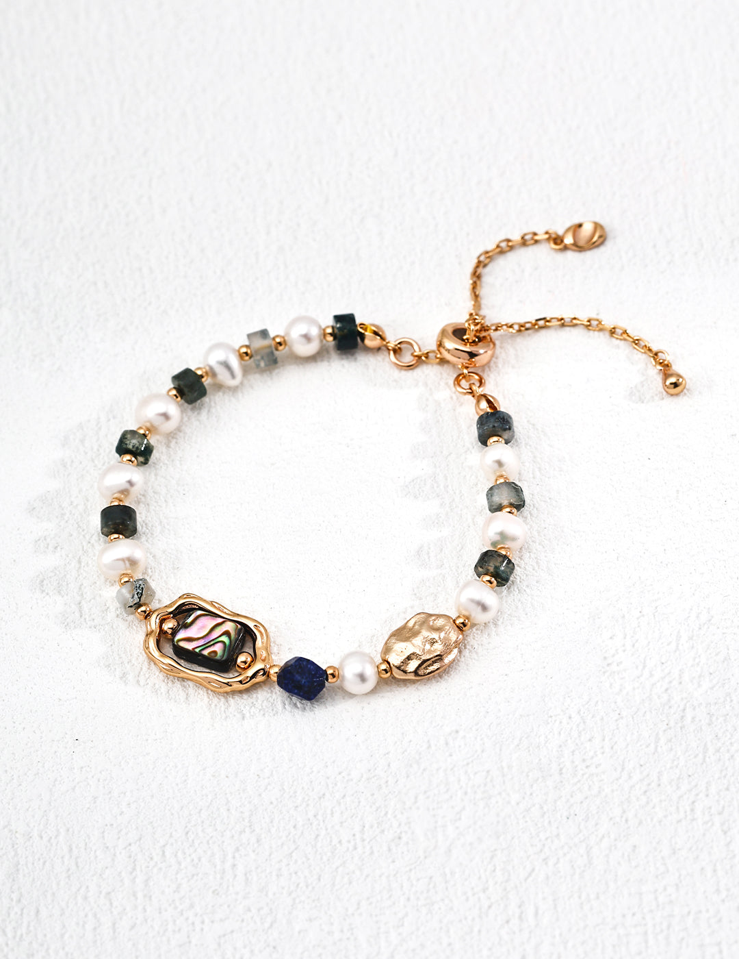 Natural Pearl Lapis Lazuli and Agate Bracelet