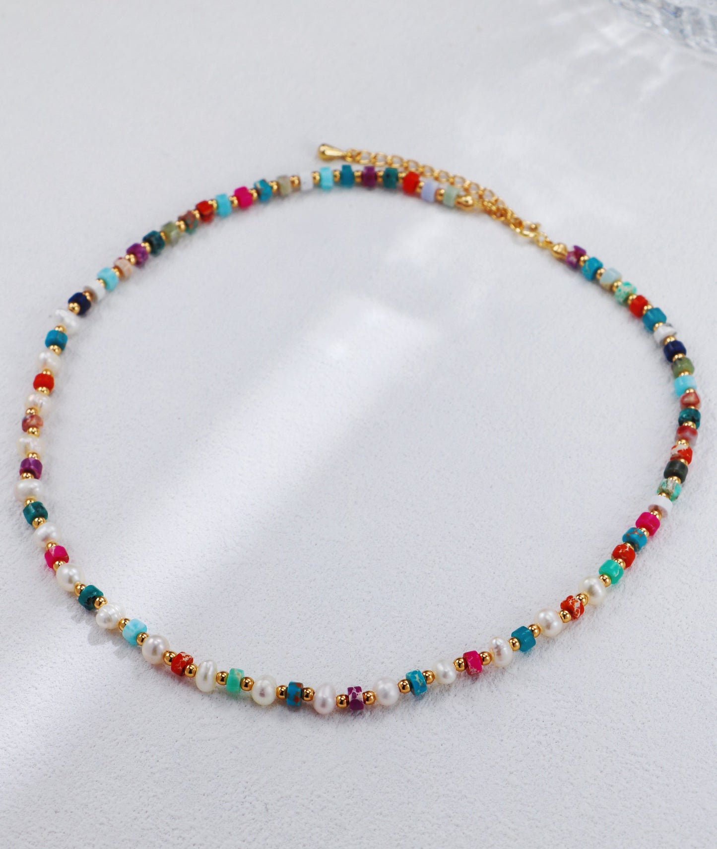 Rainbow Stone Pearl Necklace