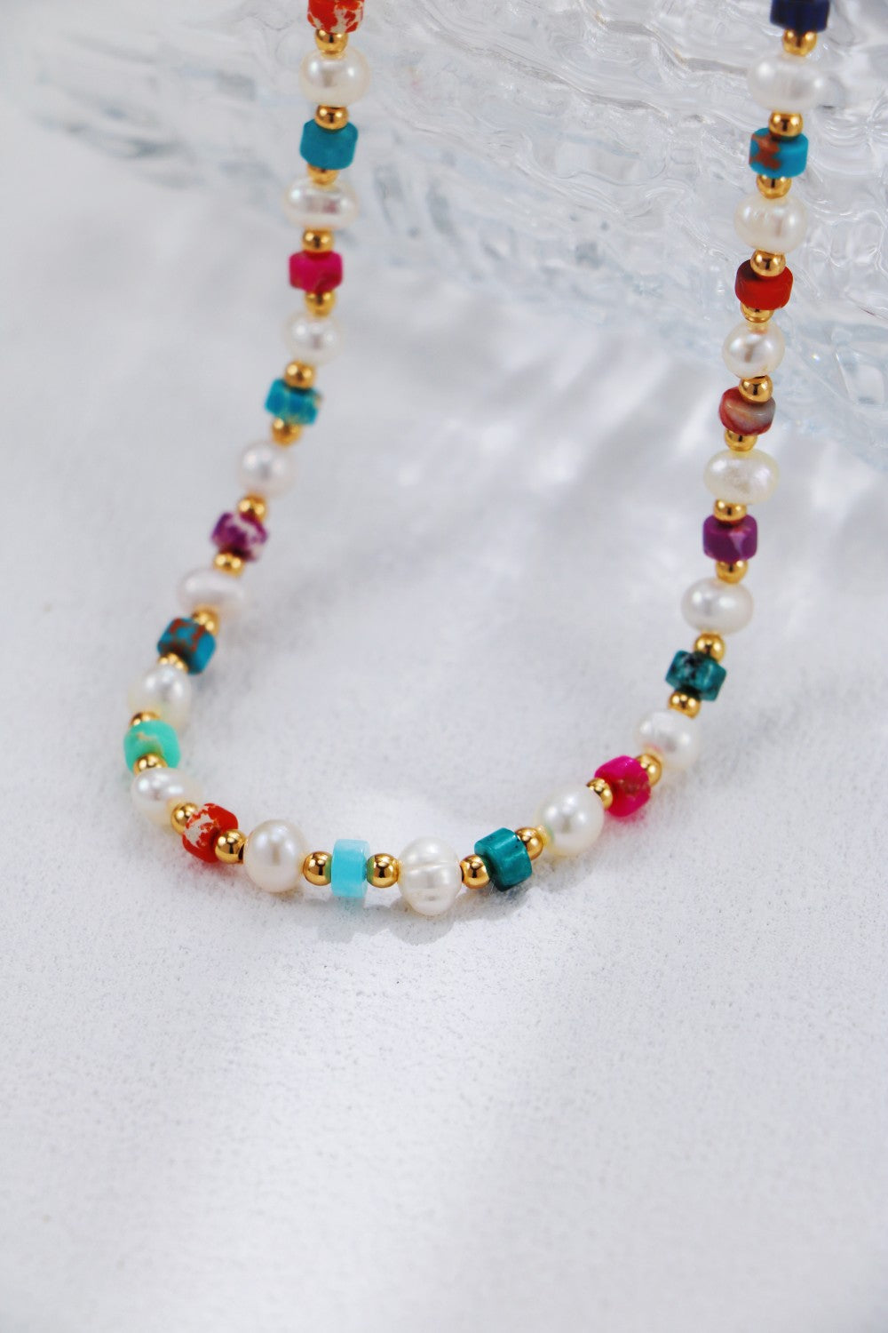 Rainbow Stone Pearl Necklace
