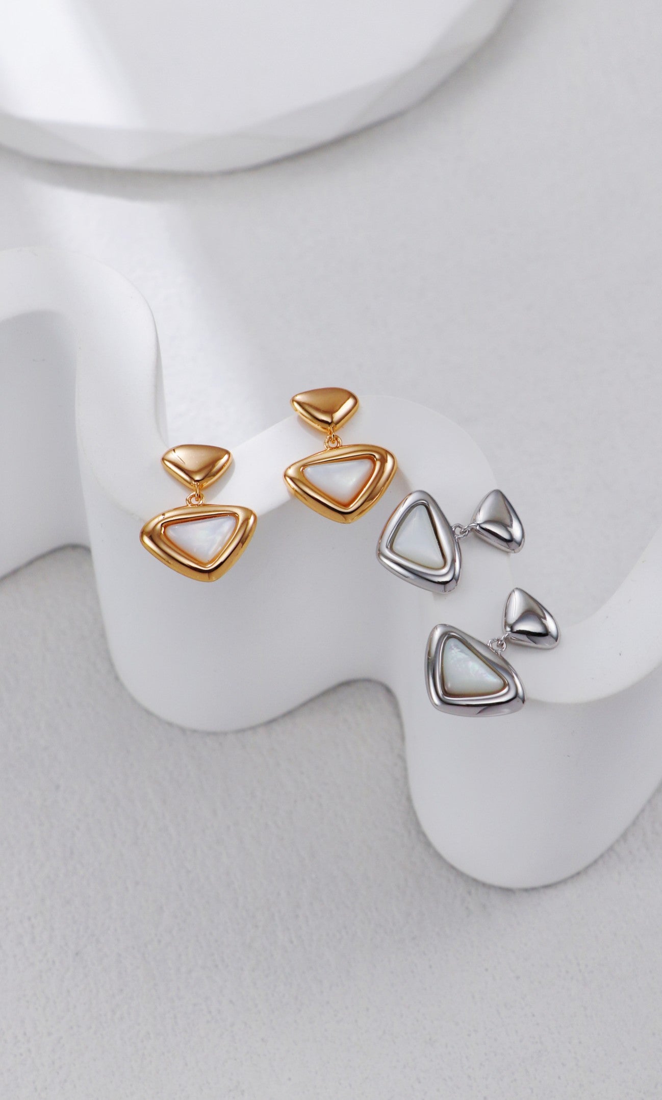 White Shell Triangle Earrings