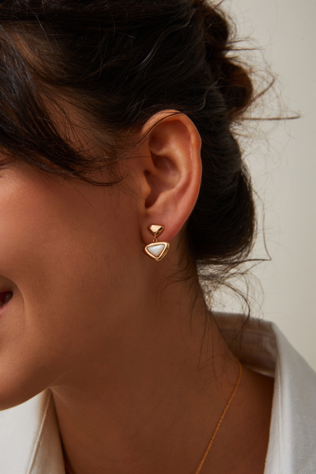 White Shell Triangle Earrings