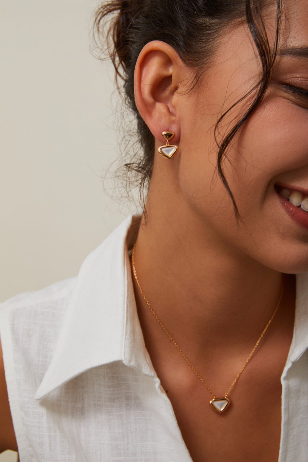 White Shell Triangle Earrings