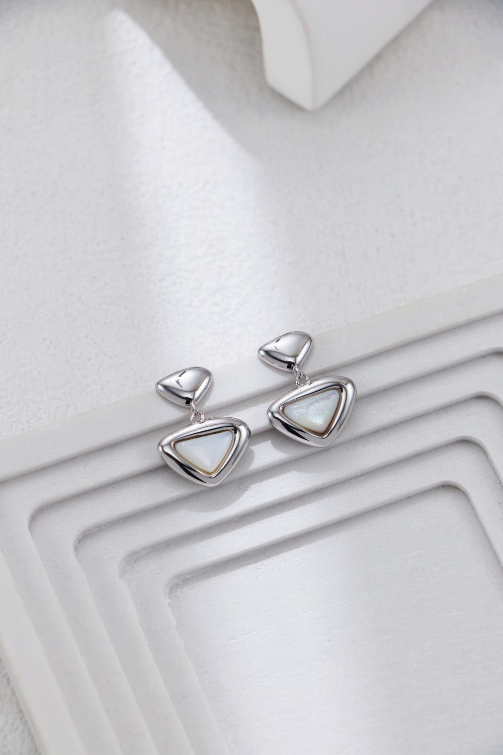 White Shell Triangle Earrings