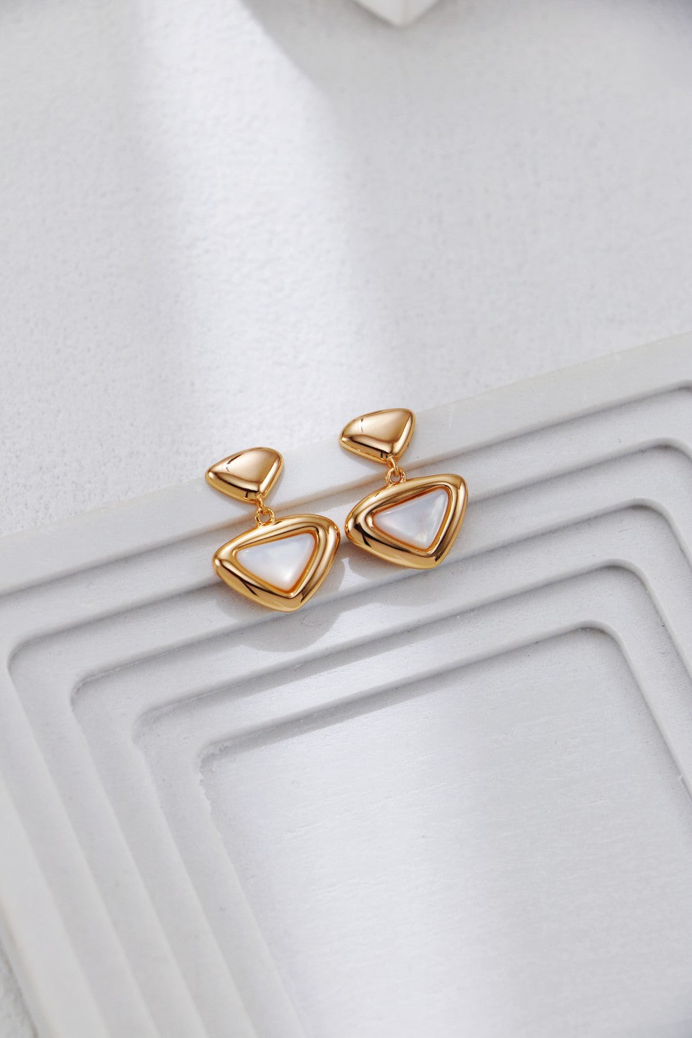 White Shell Triangle Earrings