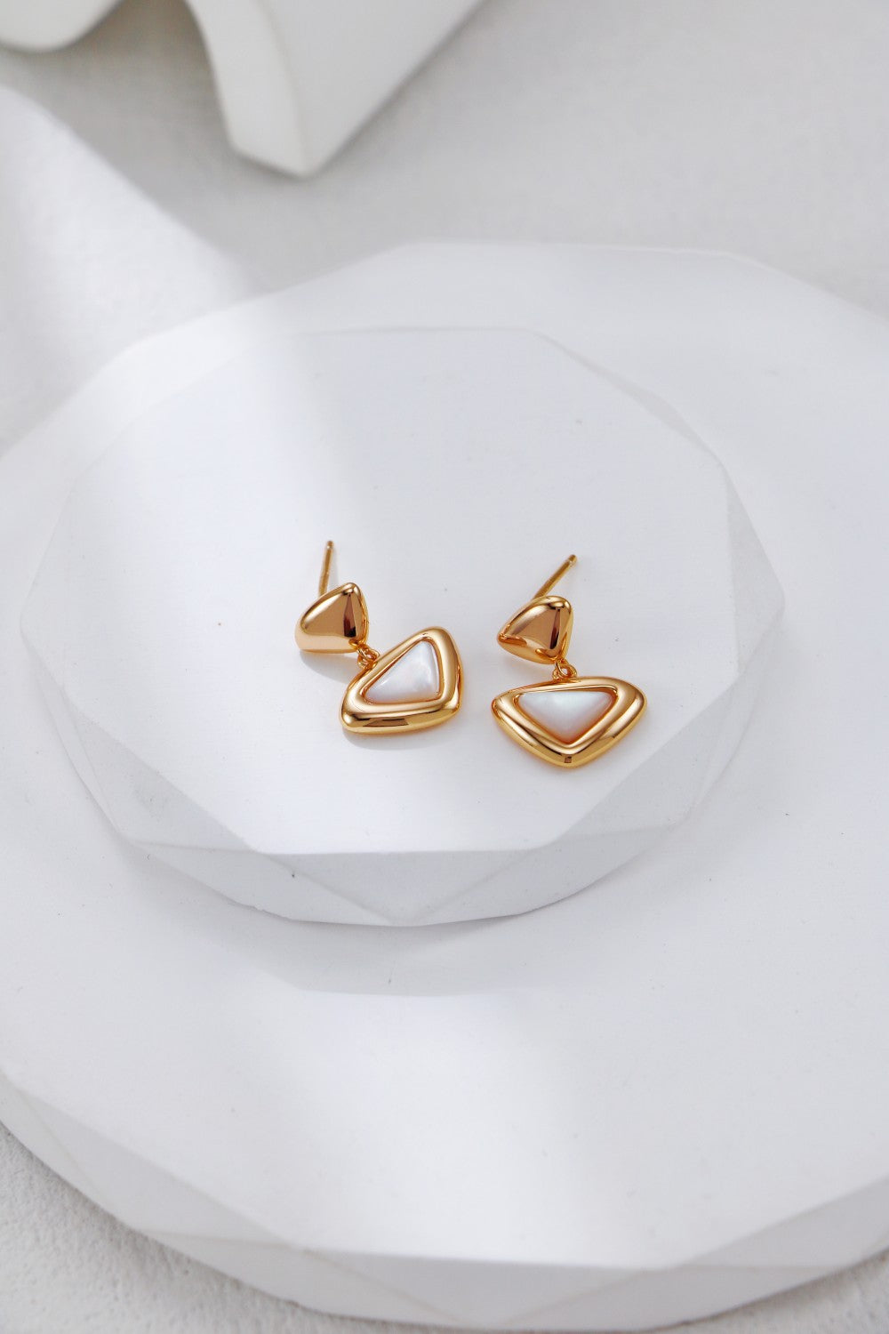 White Shell Triangle Earrings