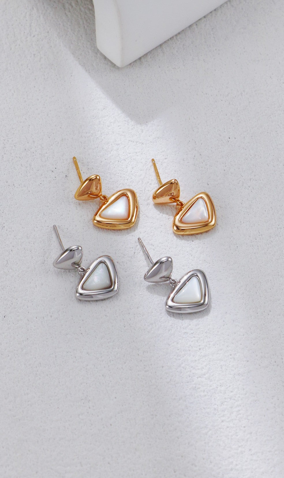 White Shell Triangle Earrings