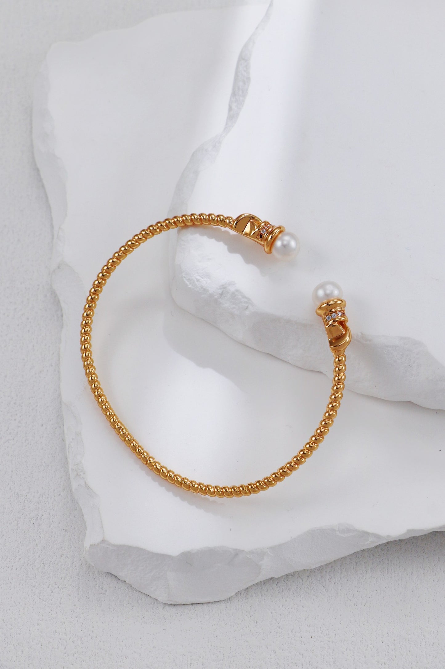 Open-Style Pearl Bangle