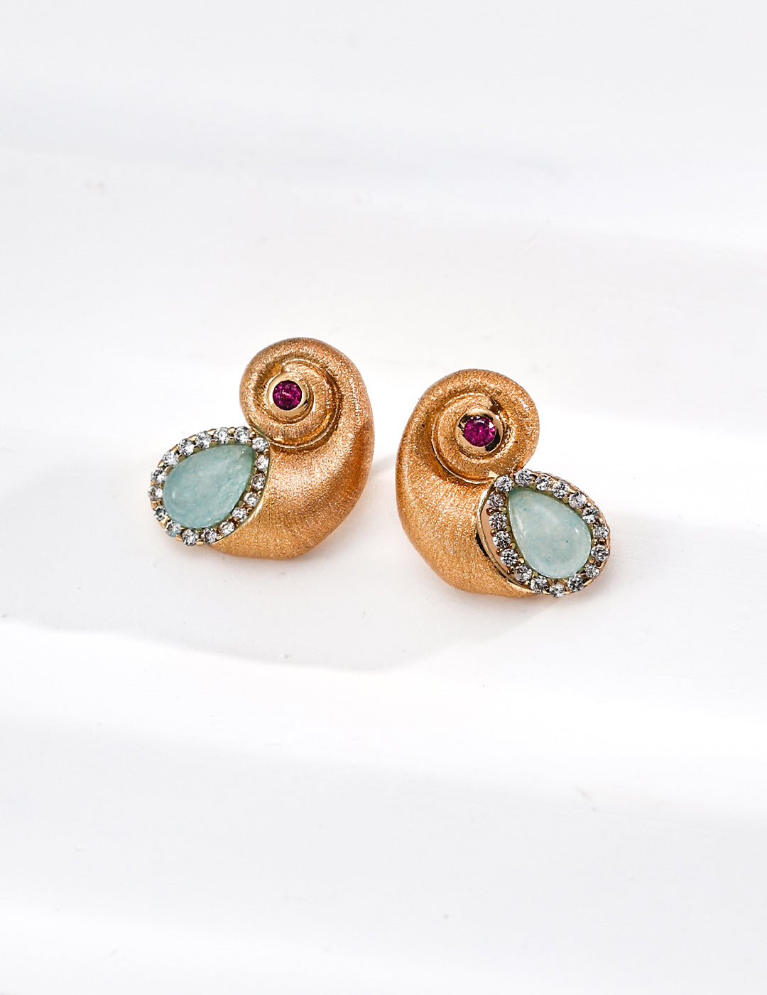 Nautilus Shell Zircon Stud Earrings