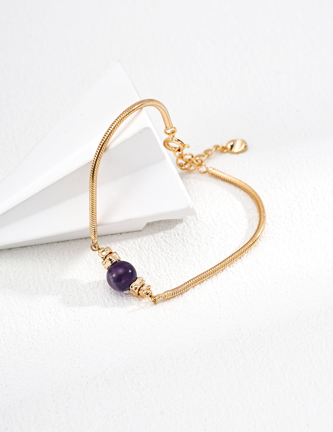Gold Snake Chain Amethyst Bracelet