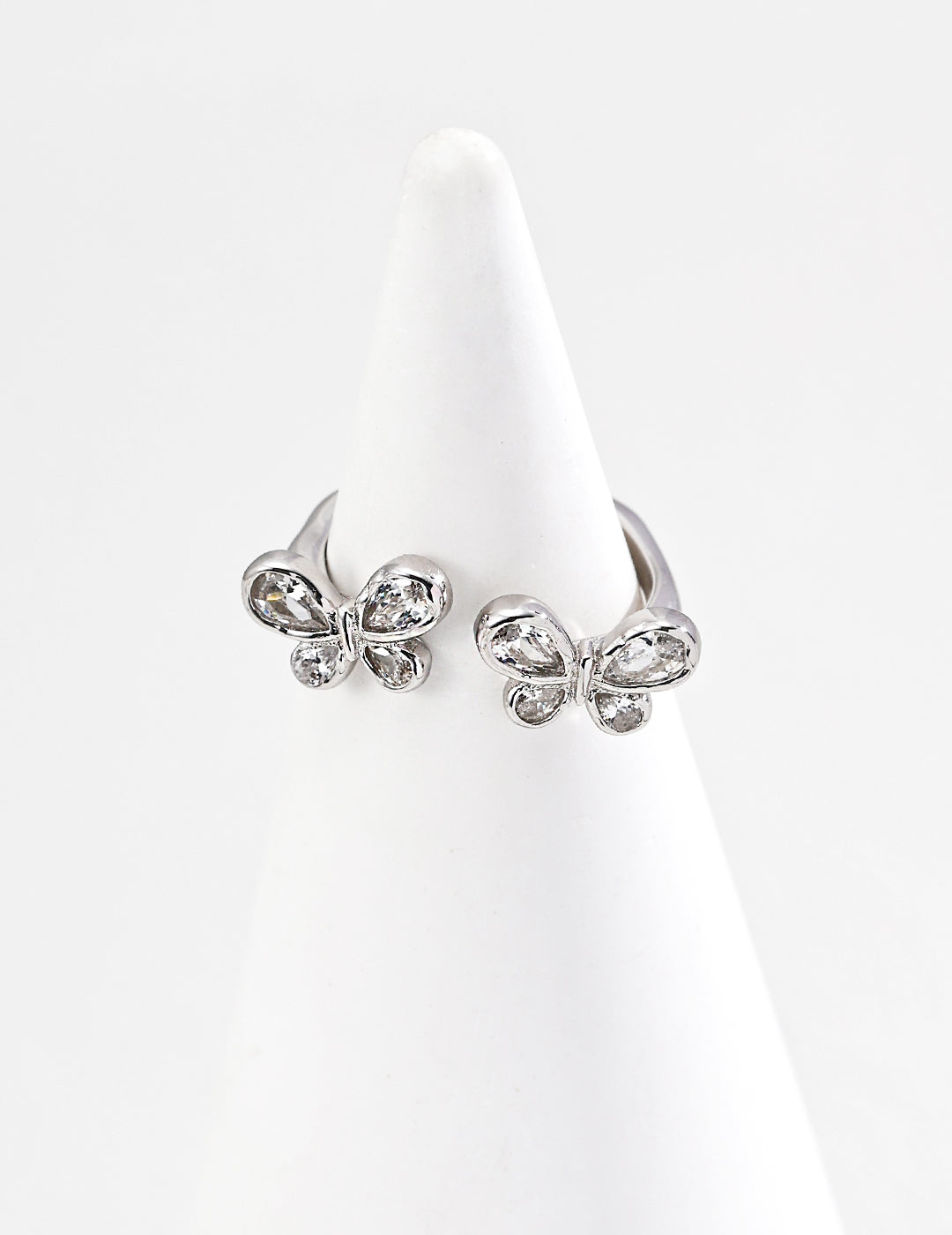 Double Butterfly with Zircon Crystals Ring