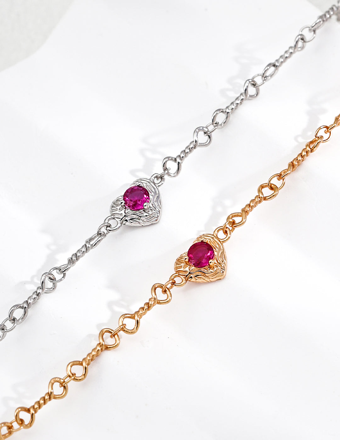 Gold Heart Zircon Chain Bracelet