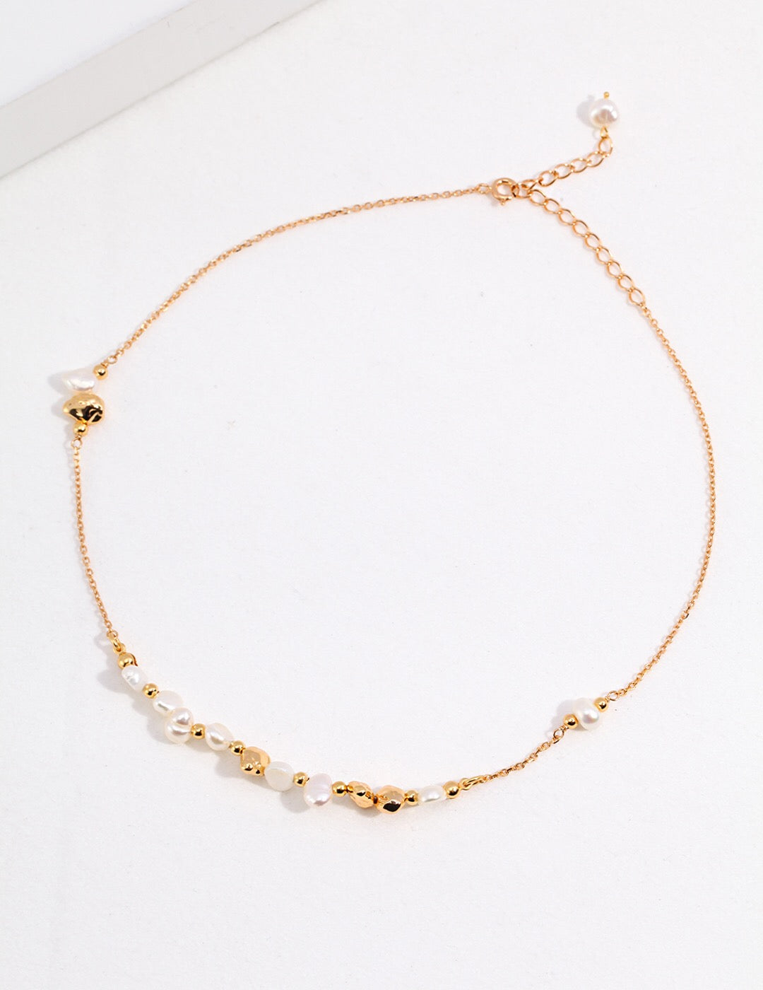 Baroque Pearl and Irregular Gold Ball Necklace