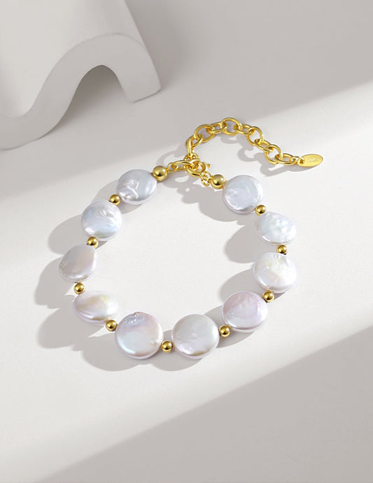 Flat Coin Pearl Bracelet