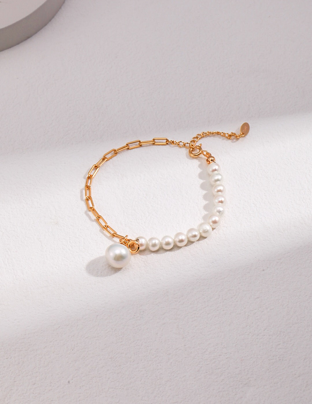 Half Chain Half Pearl Pendant Bracelet