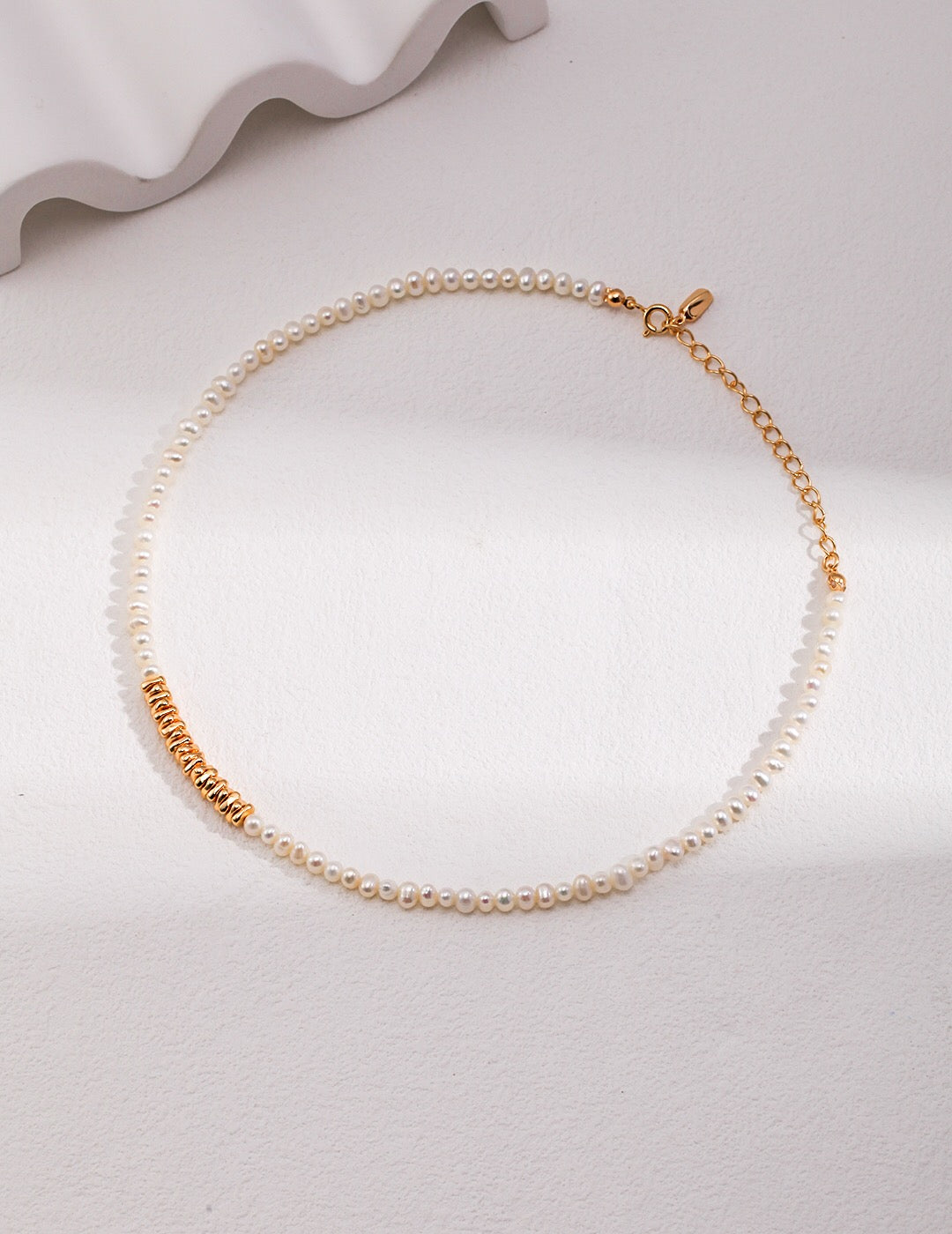 Freshwater Pearl With Gold Silver Beads Necklace