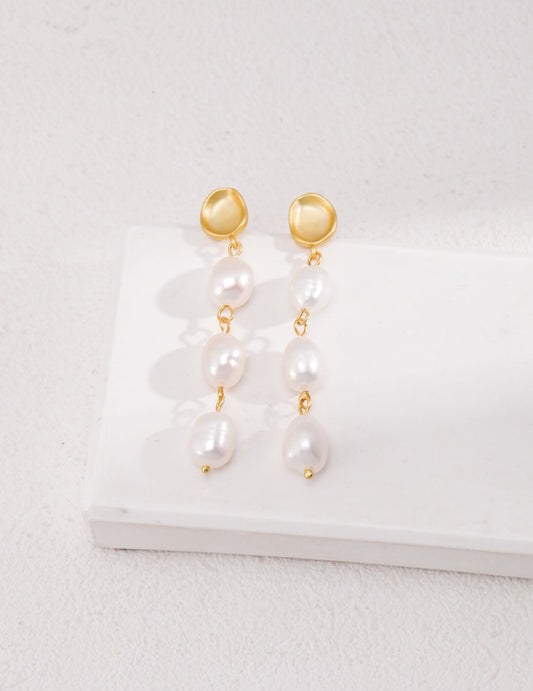 Long Baroque Pearls Dangle Earrings