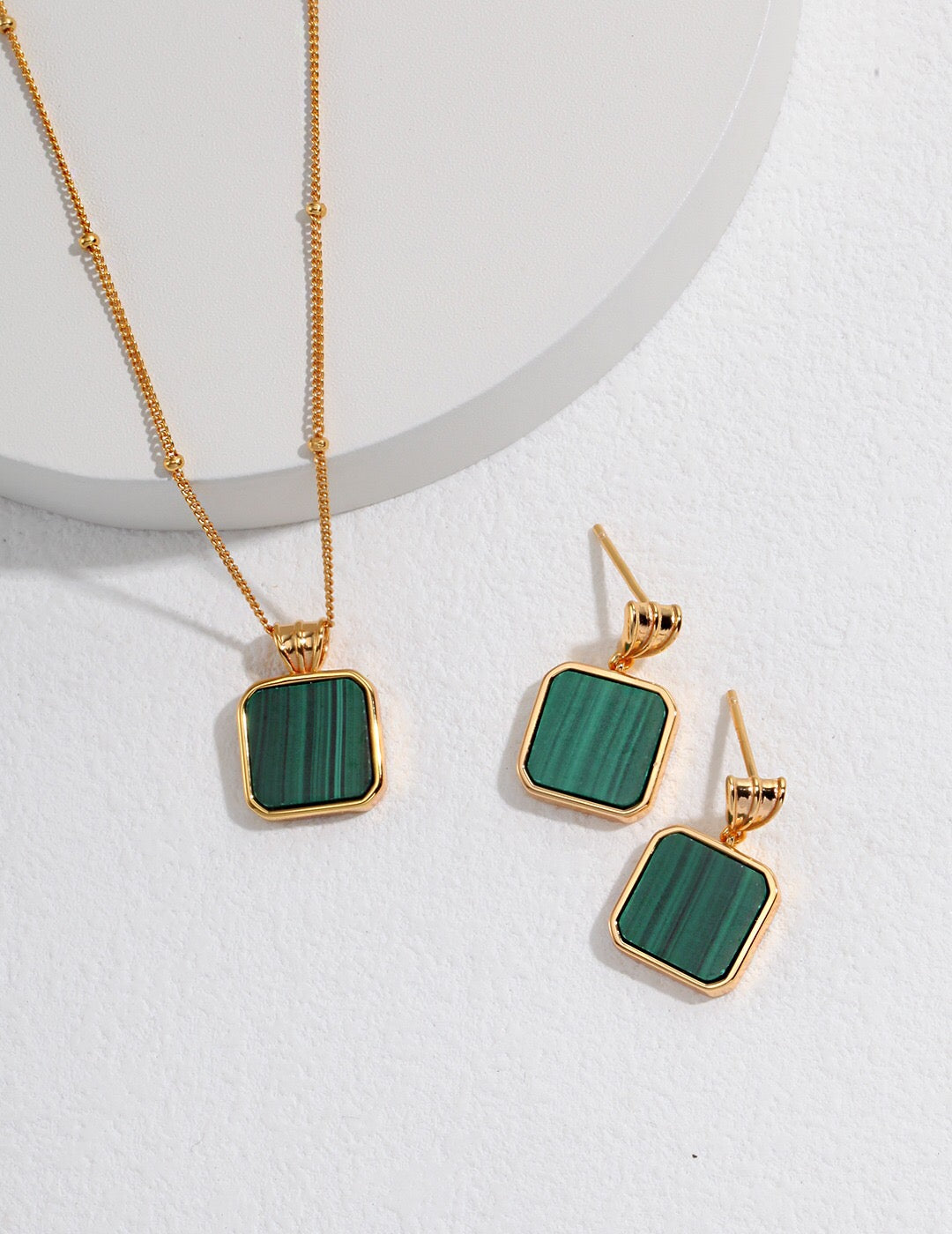 Green Malachite Dangle Earrings