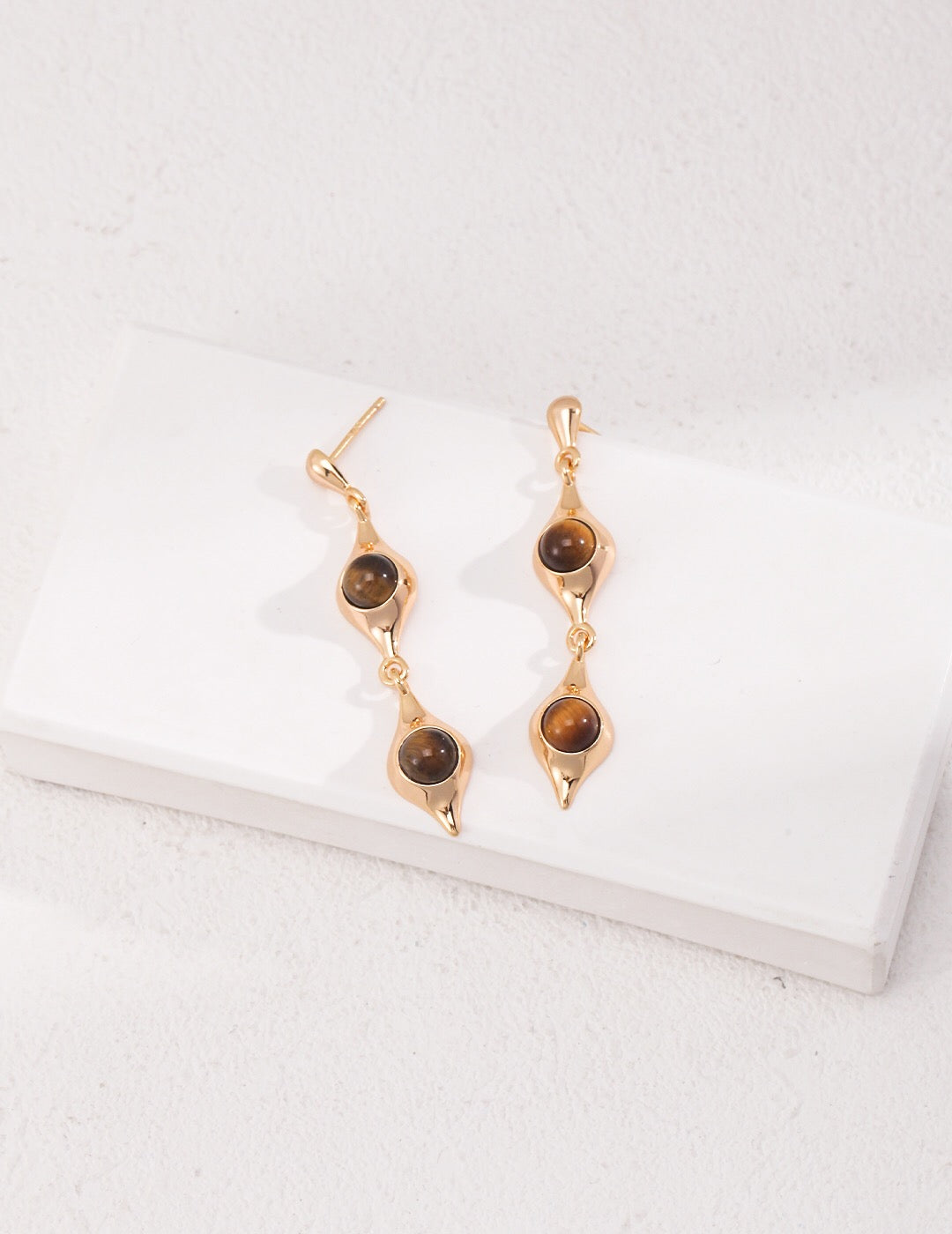 Two Tiger's Eye Stone Earrings