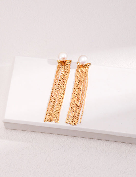 Long Tassel Pearl Earrings