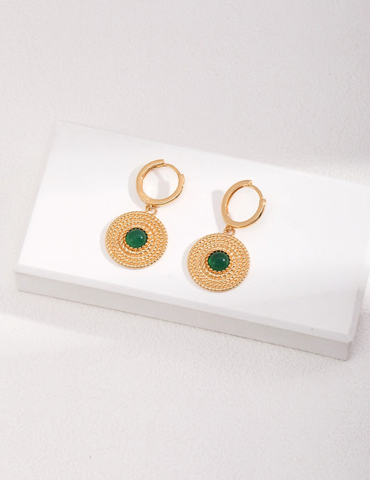 Round Green Pith Earrings