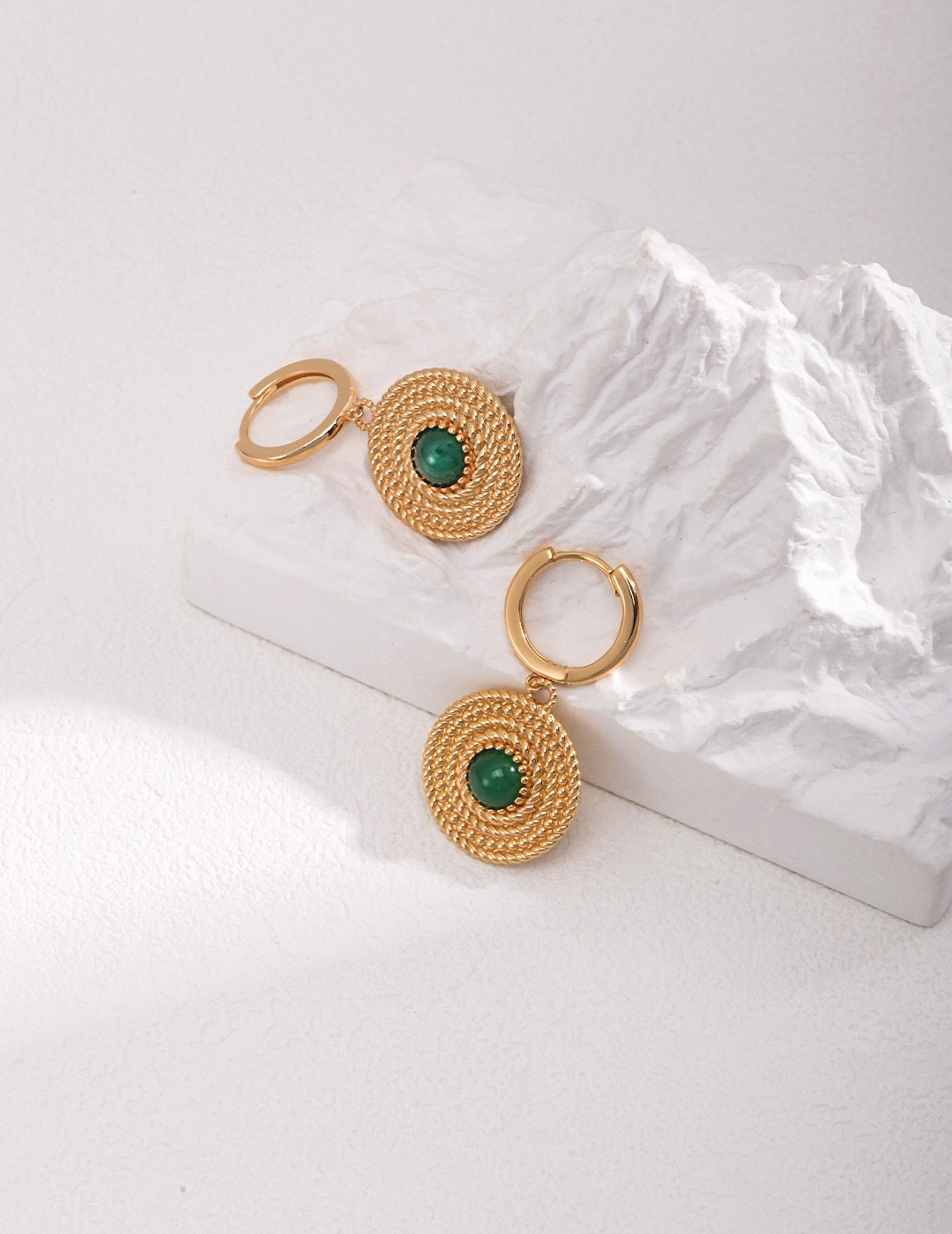 Round Green Pith Earrings