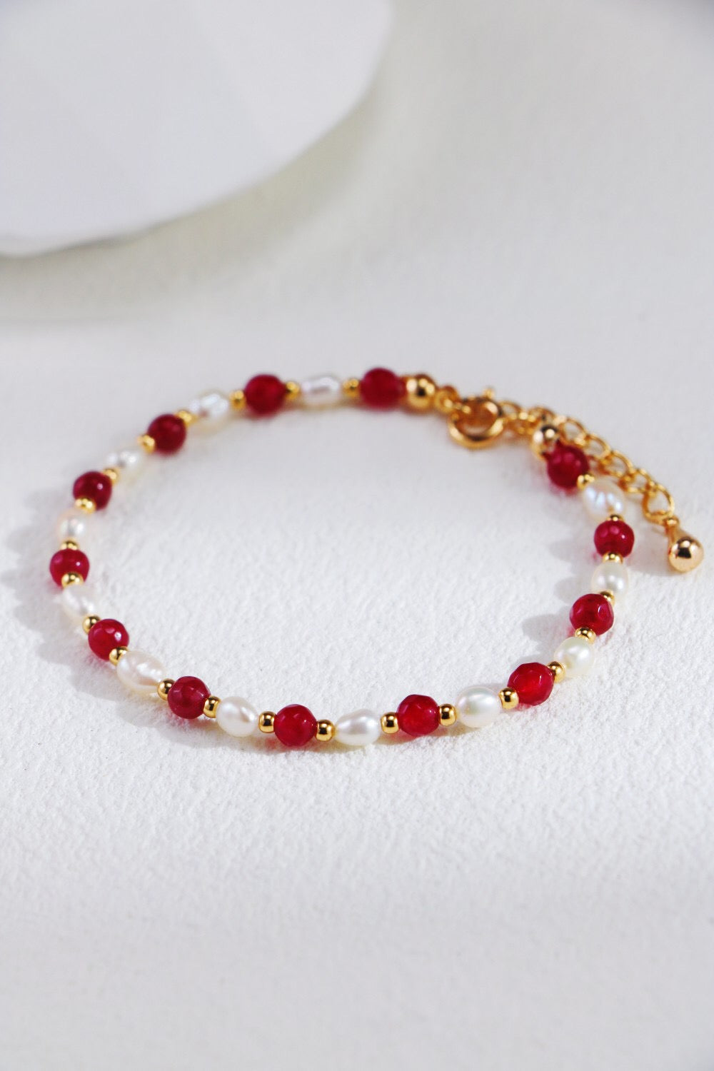 Red Beaded With Baroque Pearl Necklace