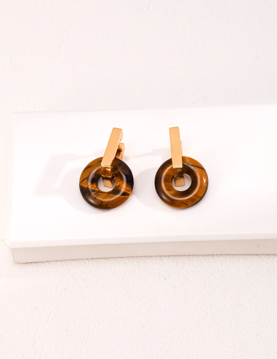 Tiger Eye Stone Pendant Earrings