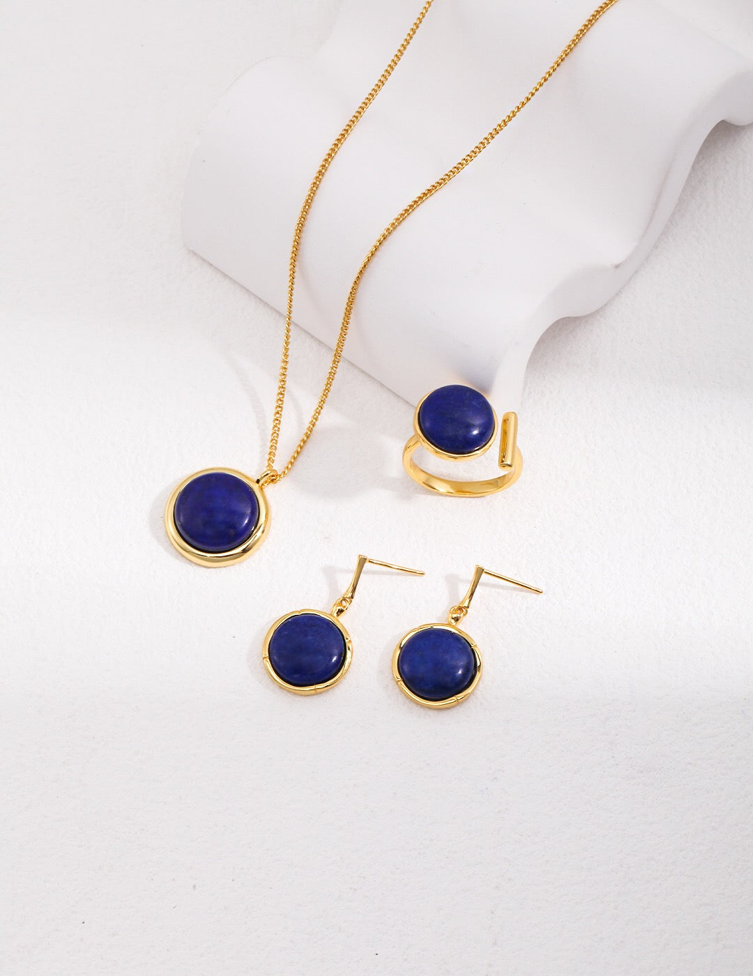 Natural Lapis Lazuli Stone Round Earrings