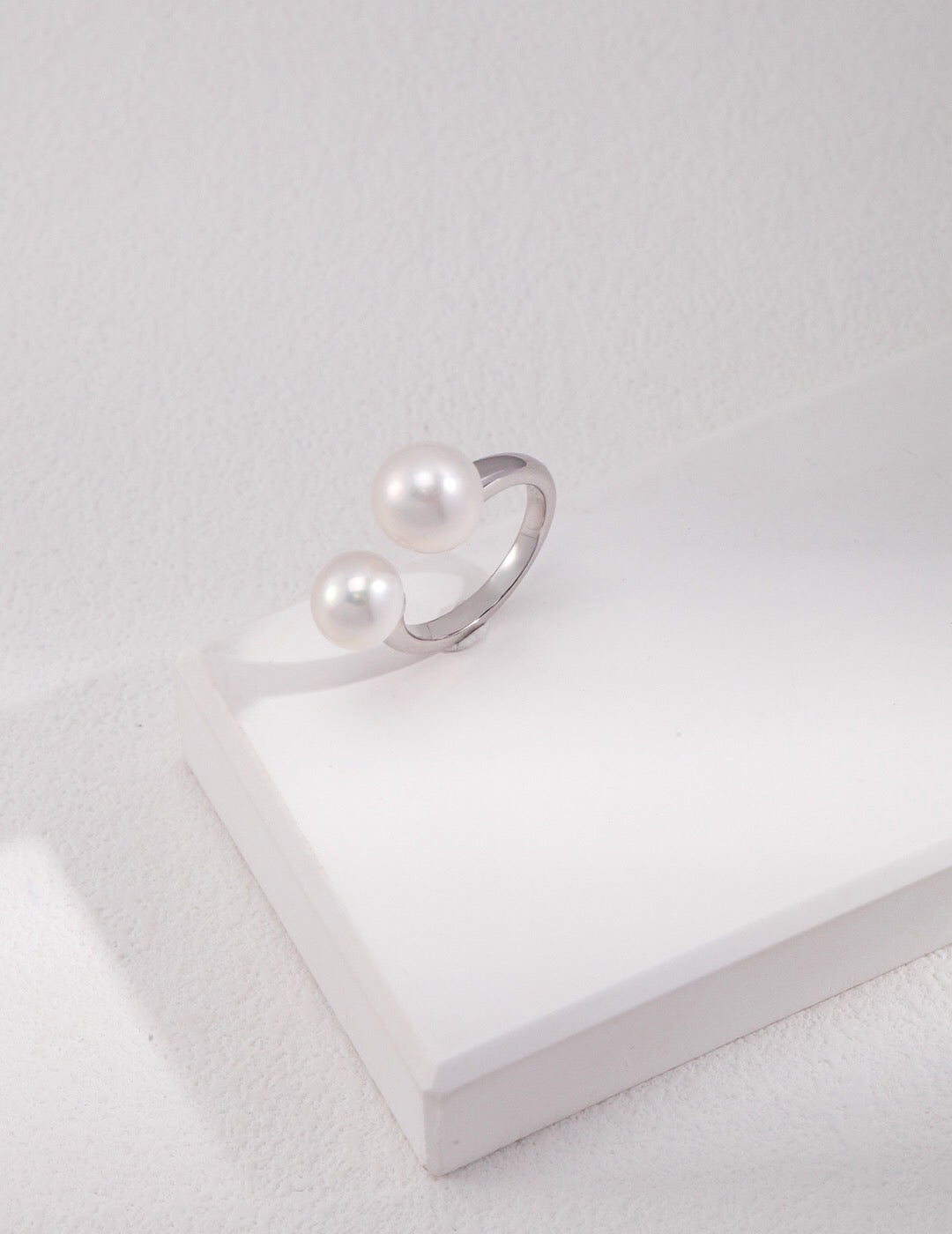 Double Pearl Open Ring