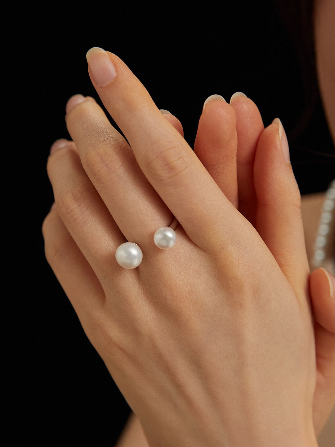 Double Pearl Open Ring