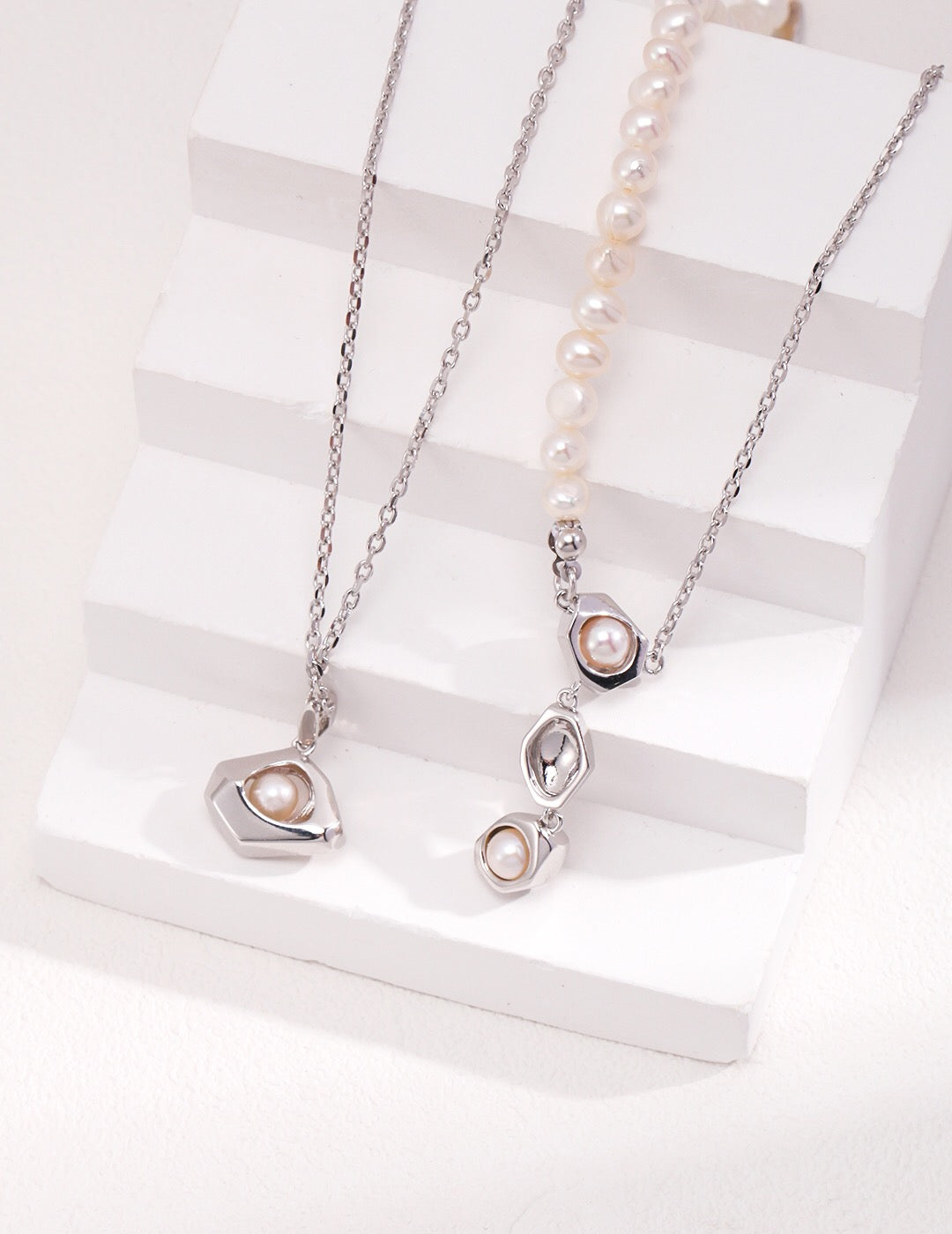 Chain Pearl Patchwork Necklace