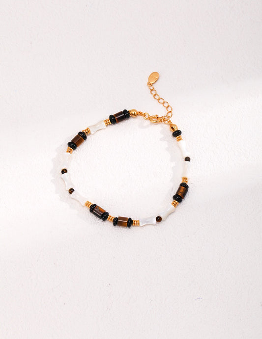 Tiger Eye Stone Mother Shell Bracelet