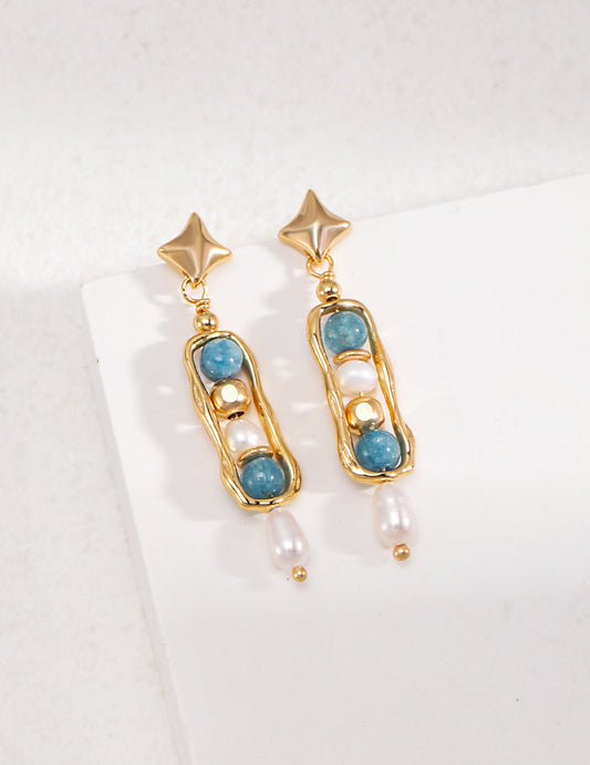 Star Amazonite Pearl Drop Earrings