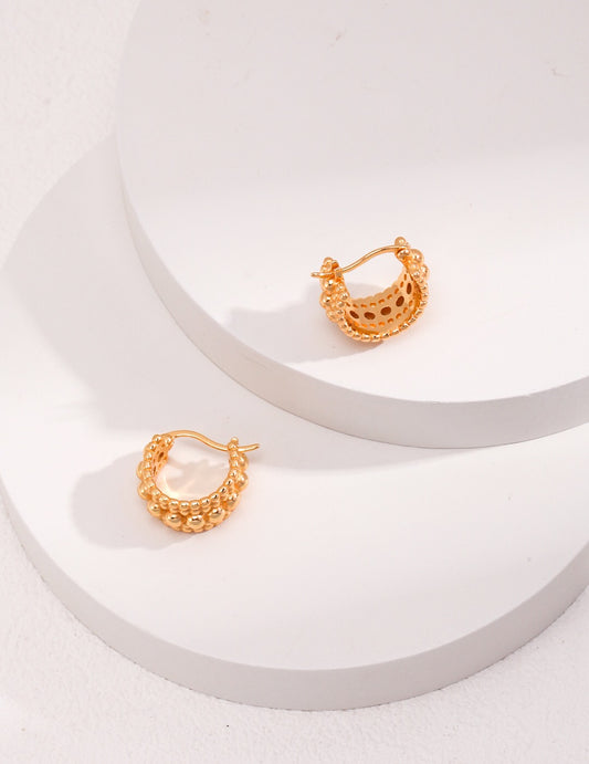 Gold Bead Huggie Hoops Earring