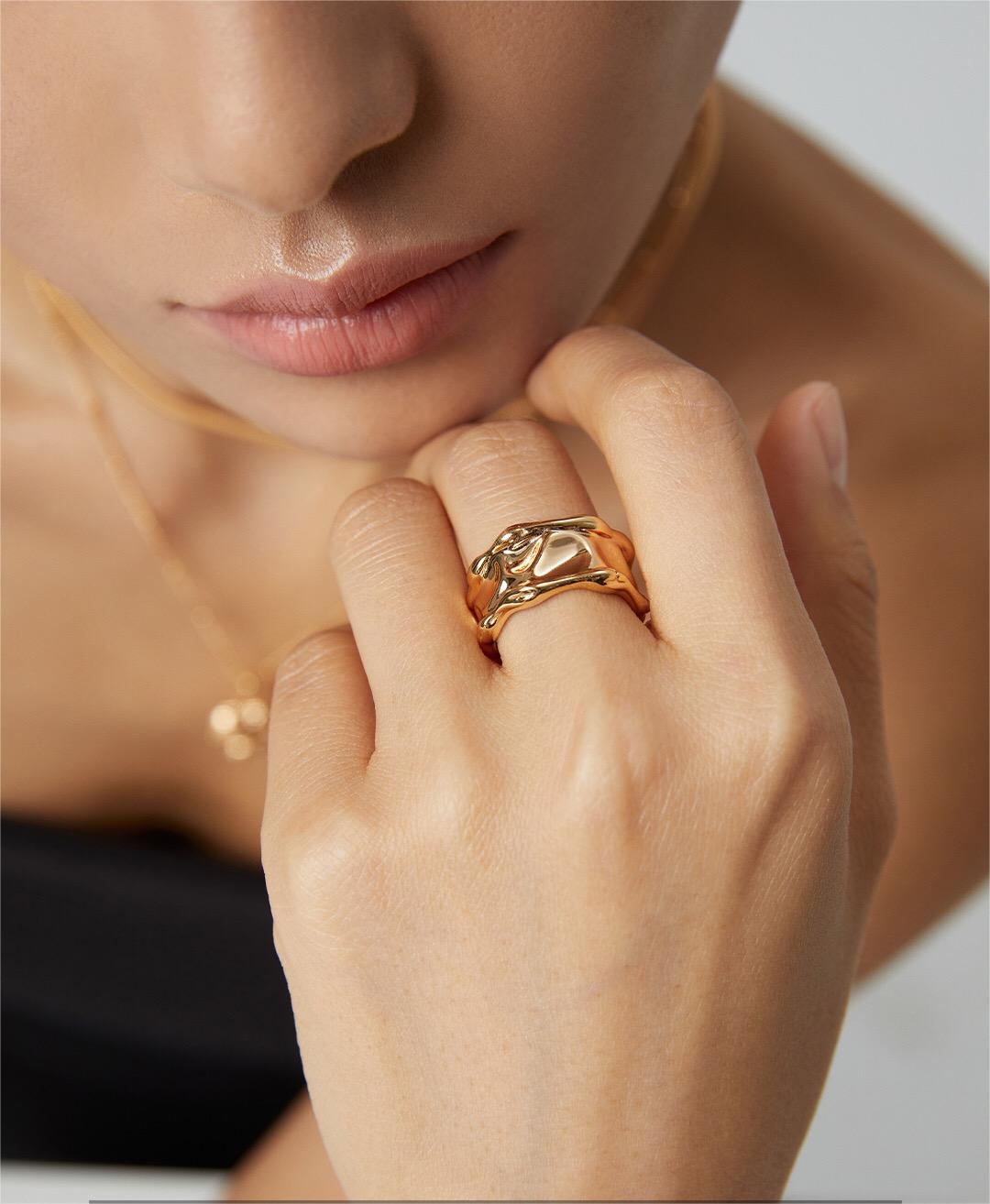 Irregular Lava Wide Face Ring