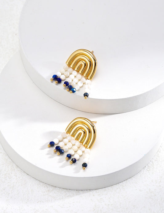 Mother-of-Pearl Lapis Lazuli Earrings