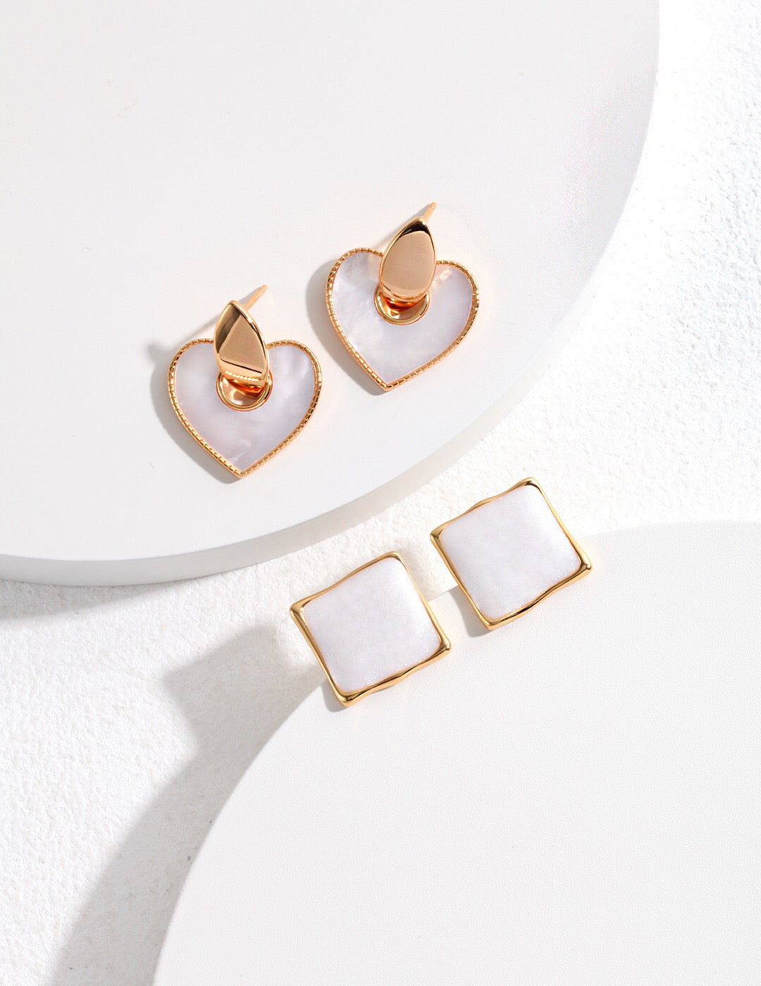 Cream Glazed Square Earrings