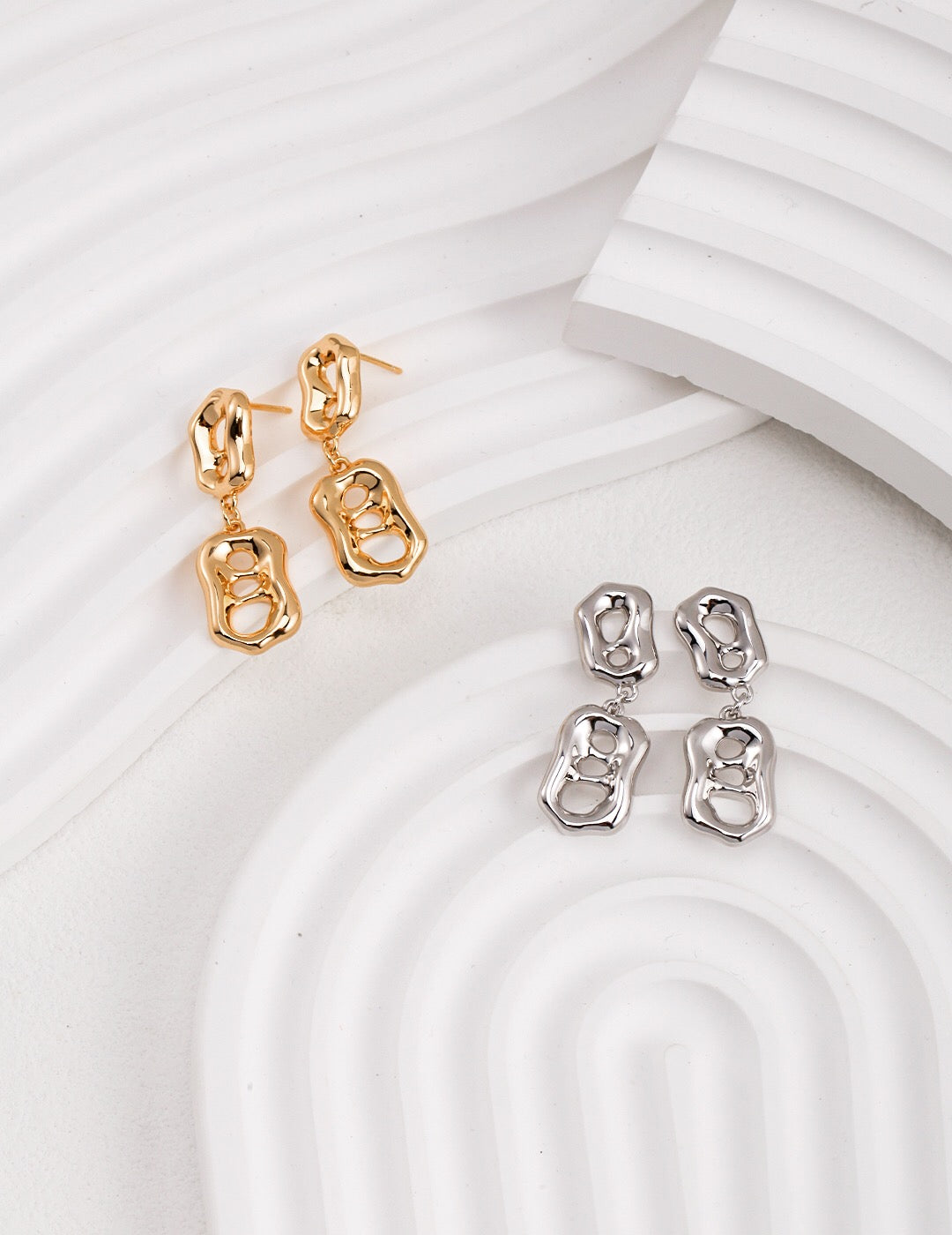 Liquid Flowing Shape Drop Earrings