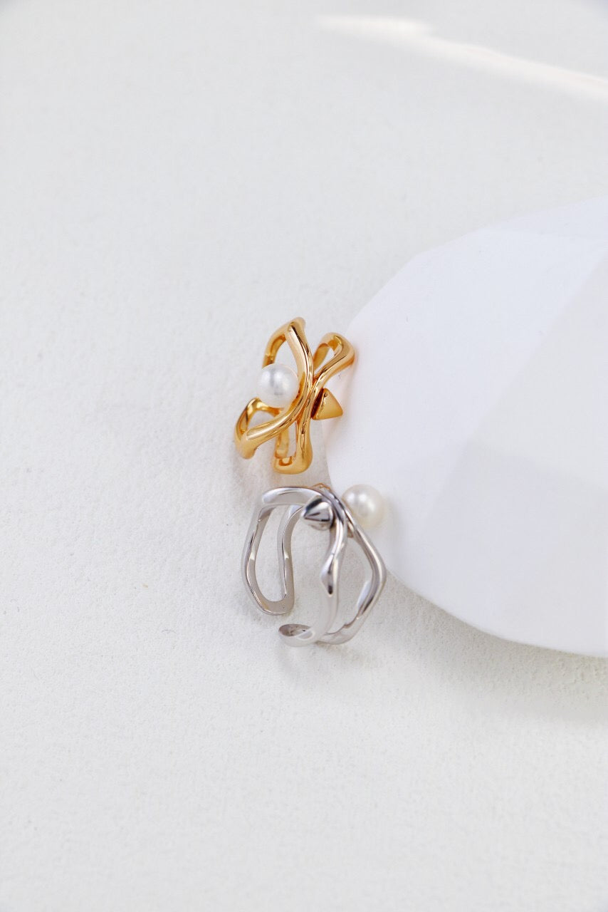 Irregular Simple Pearl Open Ring