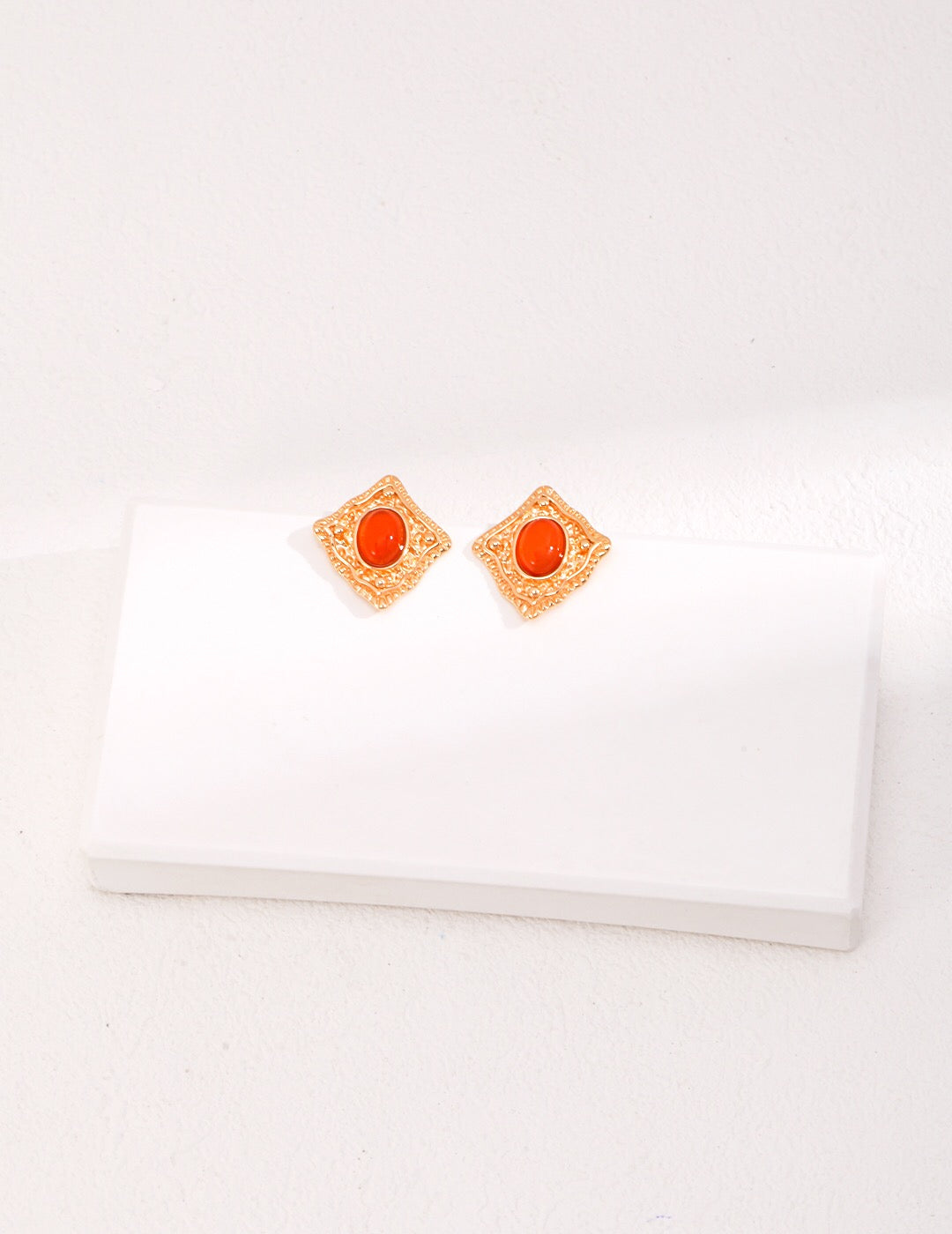 Lapis Lazuli / Carnelian Stud Earrings