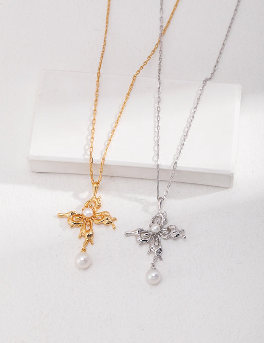 Cross Shaped Pearl Necklace