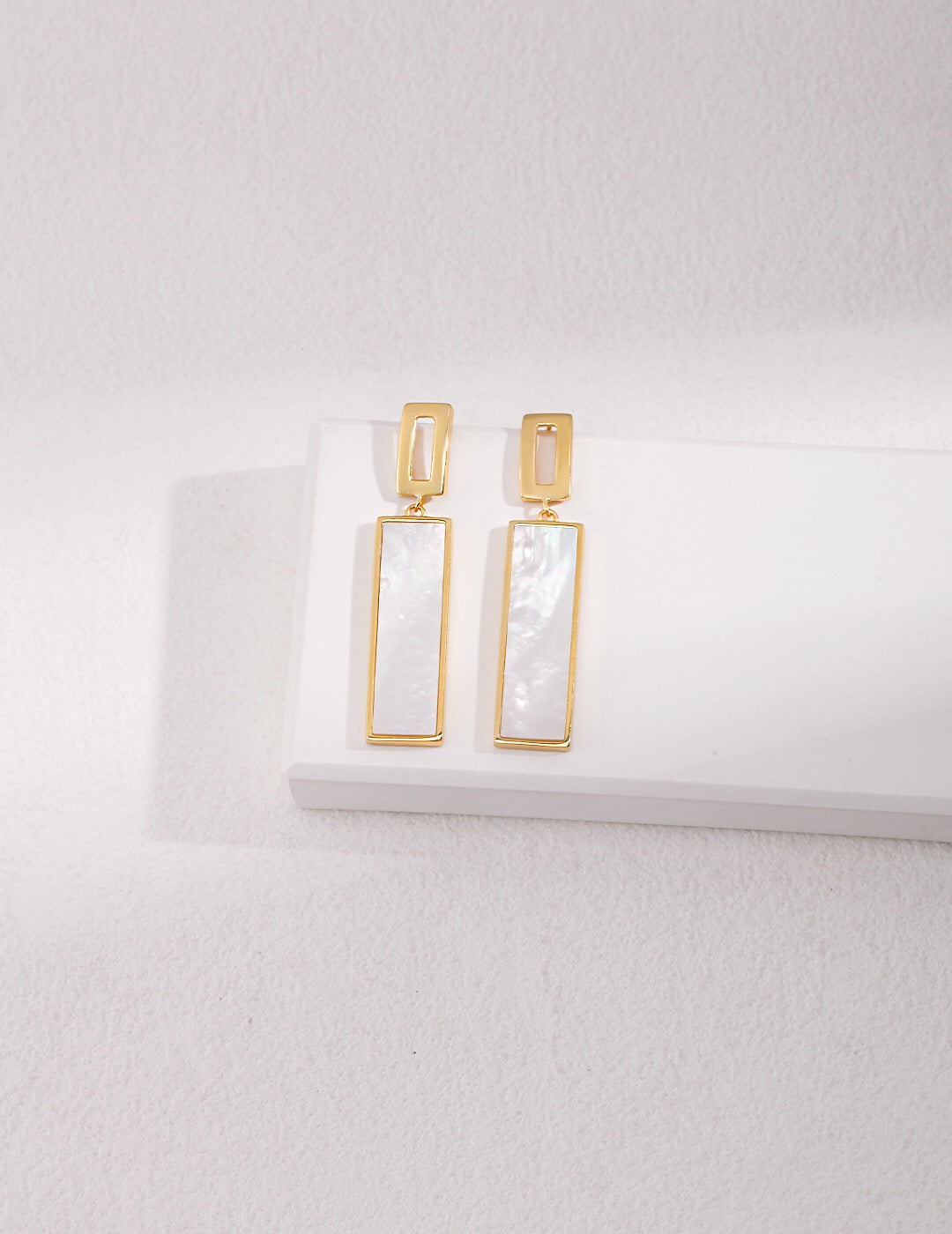 Rectangular Shaped Drop Shell Earrings