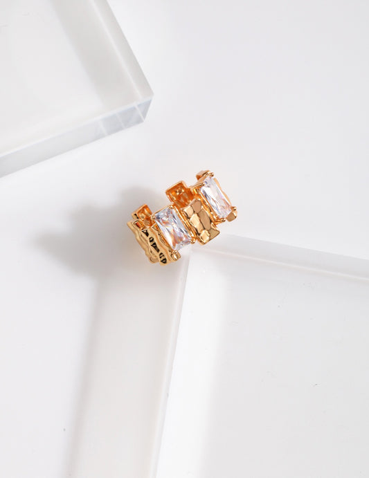 Irregular Rectangular Zircon Open Ring