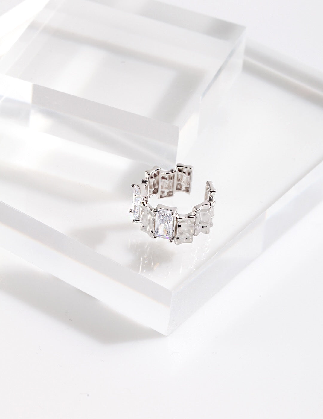 Irregular Rectangular Zircon Open Ring