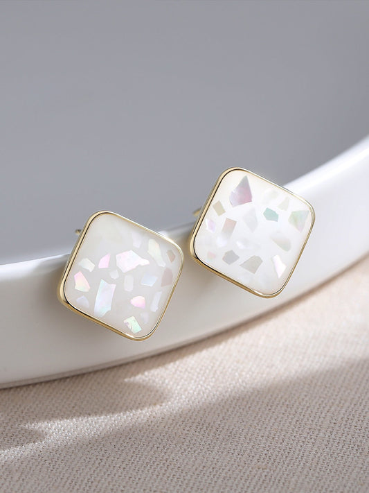 Natural Pink Blue Light Shell Stud Earrings