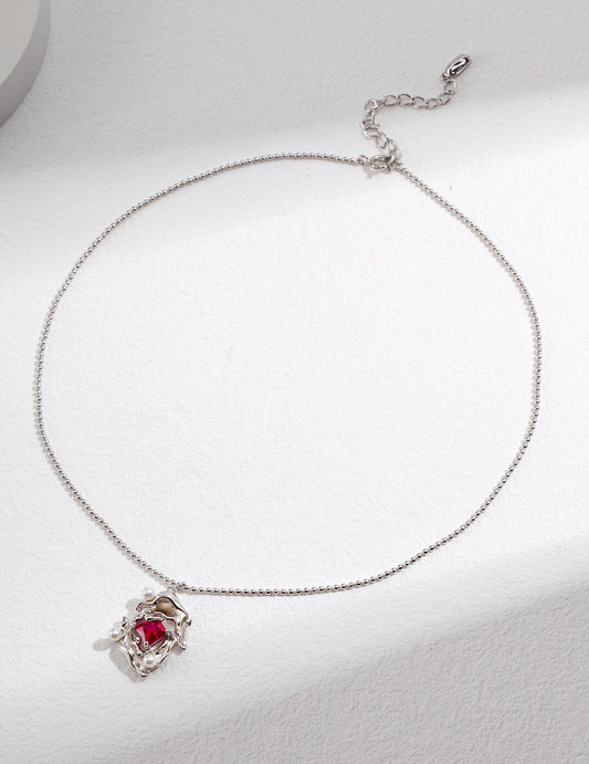 Melting Liquid Design Pink Zircon Necklace